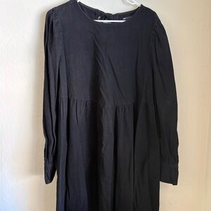 Black Long Sleeve Denim Dress
